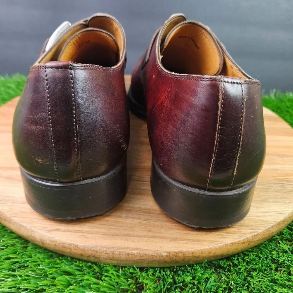 Magnanni Mens Cognac Leather Marco Single Monk Strap Dress Shoes 18398 Size 11.5